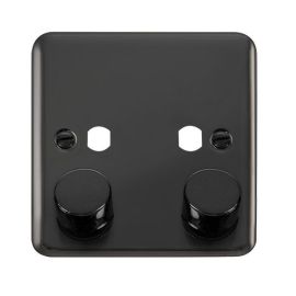 Click DPBN140PL Deco Plus Black Nickel 2 Gang Double Dimmer Plate with Knob  - Black Insert image