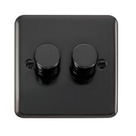 Click DPBN162 Deco Plus Black Nickel 2 Gang 2 Way 100W LED Dimmer Switch