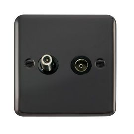 Click DPBN170BK Deco Plus Black Nickel Non-Isolated Co-Axial Satellite Socket - Black Insert image