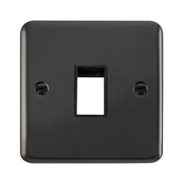 Click DPBN401BK MiniGrid Black Nickel 1 Gang 1 Aperture Deco Plus Unfurnished Front Plate - Black Insert image