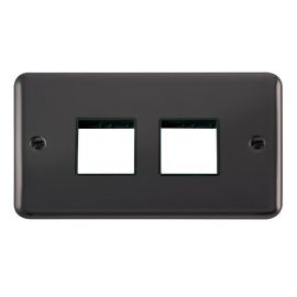 Click DPBN404BK MiniGrid Black Nickel 2 Gang 2x2 Aperture Deco Plus Unfurnished Front Plate - Black Insert image