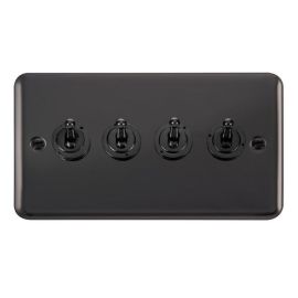Click DPBN424 Deco Plus Black Nickel 4 Gang 2 Way 10AX Dolly Toggle Switch