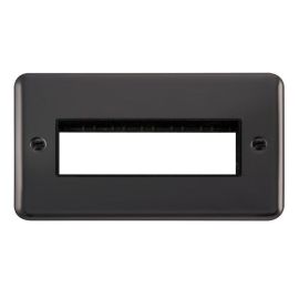 Click DPBN426BK MiniGrid Black Nickel 2 Gang 6 In-Line Aperture Deco Plus Unfurnished Front Plate - Black Insert image