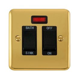 Click DPBR024BK Deco Plus Polished Brass 20A 2 Pole Sink or Bath Switch - Black Insert image