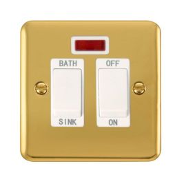 Click DPBR024WH Deco Plus Polished Brass 20A 2 Pole Sink or Bath Switch - White Insert image