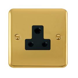 Click DPBR038BK Deco Plus Polished Brass 5A Round Pin Socket - Black Insert image