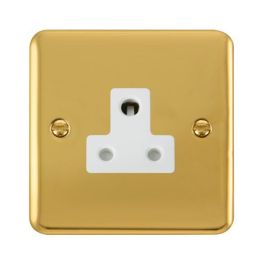 Click DPBR038WH Deco Plus Polished Brass 5A Round Pin Socket - White Insert image