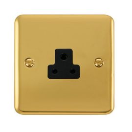 Click DPBR039BK Deco Plus Polished Brass 2A Round Pin Socket - Black Insert image