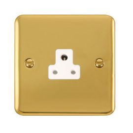 Click DPBR039WH Deco Plus Polished Brass 2A Round Pin Socket - White Insert image