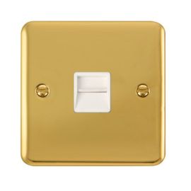 Click DPBR125WH Deco Plus Polished Brass 1 Gang Secondary Telephone Socket - White Insert image