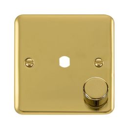 Click DPBR140PL Deco Plus Polished Brass 1 Gang Dimmer Switch Plate with Knob image