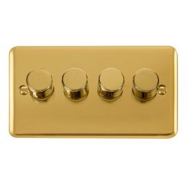 Click DPBR154 Deco Plus Polished Brass 4 Gang 400W-VA 2 Way Dimmer Switch image