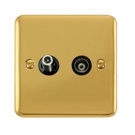 Click DPBR157BK Deco Plus Polished Brass Isolated Satellite Co-Axial Socket - Black Insert image