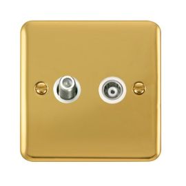 Click DPBR157WH Deco Plus Polished Brass Isolated Satellite Co-Axial Socket - White Insert image