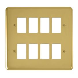 Click DPBR20508 GridPro Polished Brass 8 Gang Deco Plus Front Plate image