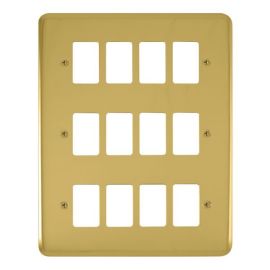 Click DPBR20512 GridPro Polished Brass 12 Gang Deco Plus Front Plate image