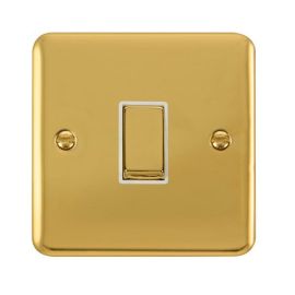 Click DPBR411WH Deco Plus Polished Brass Ingot 1 Gang 10AX 2 Way Plate Switch - White Insert
