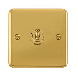 Click DPBR421 Deco Plus Polished Brass 1 Gang 10AX 2 Way Dolly Toggle Switch
