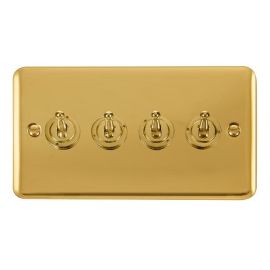 Click DPBR424 Deco Plus Polished Brass 4 Gang 10AX 2 Way Dolly Toggle Switch
