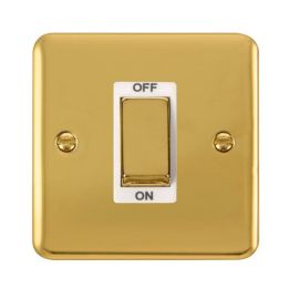 Click DPBR500WH Deco Plus Polished Brass 1 Gang 45A 2 Pole Cooker Switch - White Insert image