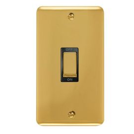 Click DPBR502BK Deco Plus Polished Brass 1 Gang Double Plate 45A 2 Pole Cooker Switch - Black Insert image