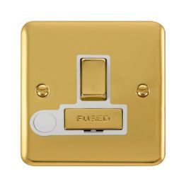 Click DPBR551WH Deco Plus Polished Brass 13A Flex Outlet Switched Fused Spur Unit - White Insert image