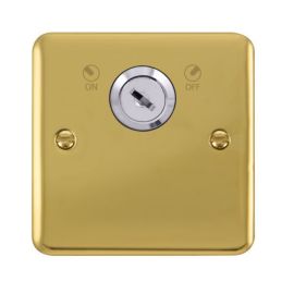 Click DPBR660 Deco Plus Polished Brass 1 Gang 20A 2 Pole Lockable Plate Switch image