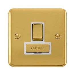 Click DPBR751WH Deco Plus Polished Brass Ingot 13A 2 Pole Switched Fused Spur Unit - White Insert image