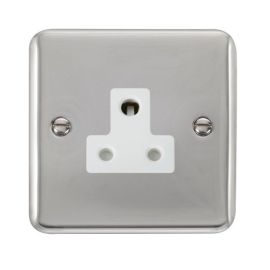 Click DPCH038WH Deco Plus Polished Chrome 5A Round Pin Socket - White Insert image