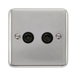 Click DPCH066BK Deco Plus Polished Chrome 2 Gang Non-Isolated Co-Axial Socket - Black Insert image