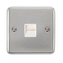 Click DPCH125WH Deco Plus Polished Chrome 1 Gang Secondary Telephone Socket - White Insert image