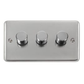 Click DPCH153 Deco Plus Polished Chrome 3 Gang 400W-VA 2 Way Dimmer Switch image