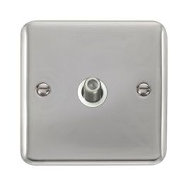 Click DPCH156WH Deco Plus Polished Chrome 1 Gang Non-Isolated Satellite Socket - White Insert image