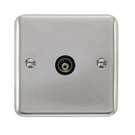 Click DPCH158BK Deco Plus Polished Chrome 1 Gang Isolated Co-Axial Socket - Black Insert image