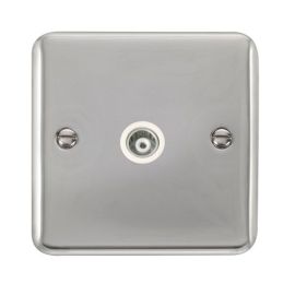 Click DPCH158WH Deco Plus Polished Chrome 1 Gang Isolated Co-Axial Socket - White Insert