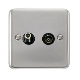 Click DPCH170BK Deco Plus Polished Chrome Non-Isolated Satellite Co-Axial Socket - Black Insert image