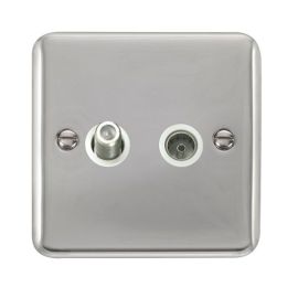 Click DPCH170WH Deco Plus Polished Chrome Non-Isolated Satellite Co-Axial Socket - White Insert image