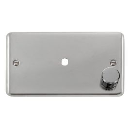 Click DPCH185 MiniGrid Polished Chrome 1 Gang 1000W Max 1 Aperture Deco Plus Unfurnished Dimmer Plate and Knob image