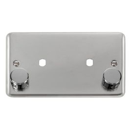 Click DPCH186 MiniGrid Polished Chrome 1 Gang 1630W Max 2 Aperture Deco Plus Unfurnished Dimmer Plate and Knob image