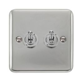 Click DPCH422 Deco Plus Polished Chrome 2 Gang 10AX 2 Way Dolly Toggle Switch image