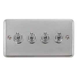 Click DPCH424 Deco Plus Polished Chrome 4 Gang 10AX 2 Way Dolly Toggle Switch image