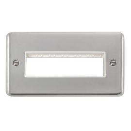 Click DPCH426WH MiniGrid Polished Chrome 2 Gang 6 In-Line Aperture Deco Plus Unfurnished Front Plate - White Insert image