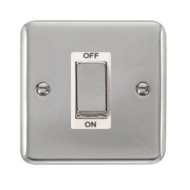 Click DPCH500WH Deco Plus Polished Chrome 1 Gang 45A 2 Pole Cooker Switch - White Insert