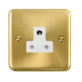 Click DPSB038WH Deco Plus Satin Brass 5A Round Pin Socket - White Insert image