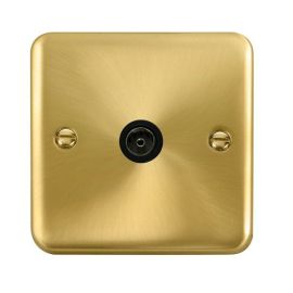 Click DPSB065BK Deco Plus Satin Brass 1 Gang Non-Isolated Co-Axial Socket - Black Insert