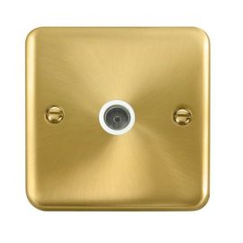 Click DPSB065WH Deco Plus Satin Brass 1 Gang Non-Isolated Co-Axial Socket - White Insert