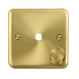 Click DPSB140PL Deco Plus Satin Brass 1 Gang Dimmer Switch Plate with Knob image