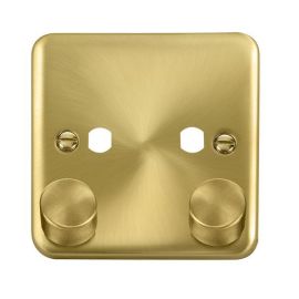 Click DPSB152PL Deco Plus Satin Brass 2 Gang Dimmer Switch Plate with Knobs