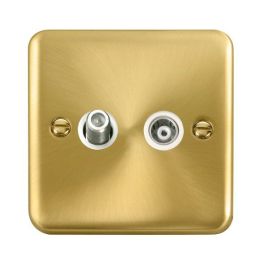 Click DPSB157WH Deco Plus Satin Brass Isolated Satellite Co-Axial Socket - White Insert image