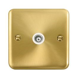 Click DPSB158WH Deco Plus Satin Brass 1 Gang Isolated Co-Axial Socket - White Insert image